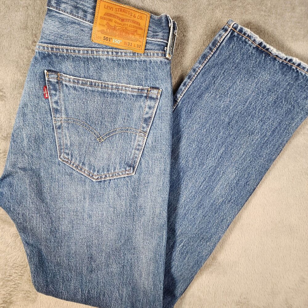 Levi's 501 150th Anniversary Jeans Vintage Wash Men Button Fly Denim Big E 31x32